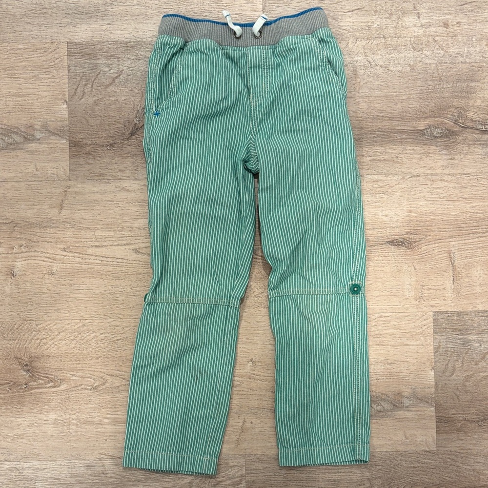 Mini Boden Green Striped Casual Pull-On Convertible Pedal Pusher Pants